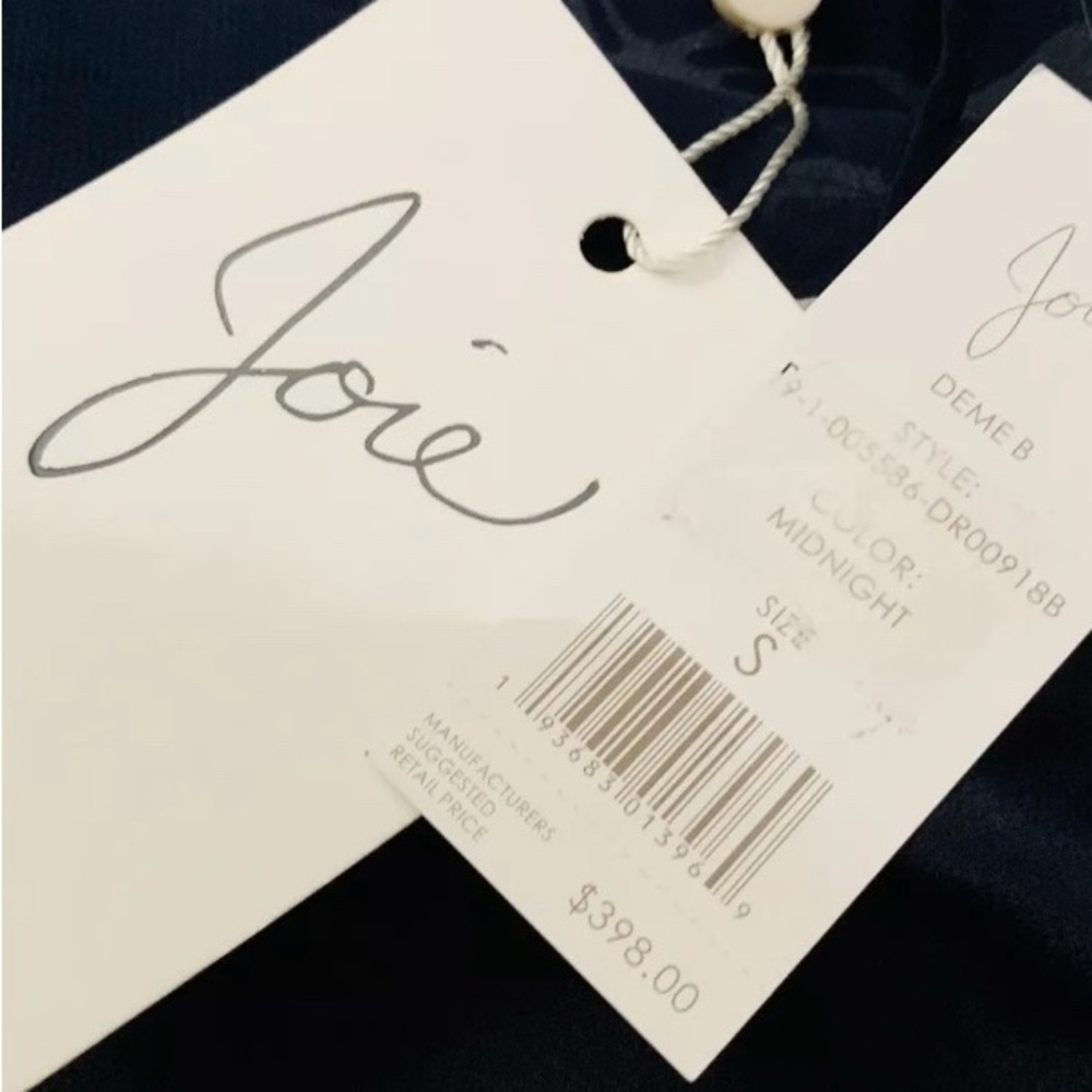 JOIE Deme B Floral Faux Wrap Ruffle Hem Dress Navy Blue White - Retails $398 - Picture 6 of 11